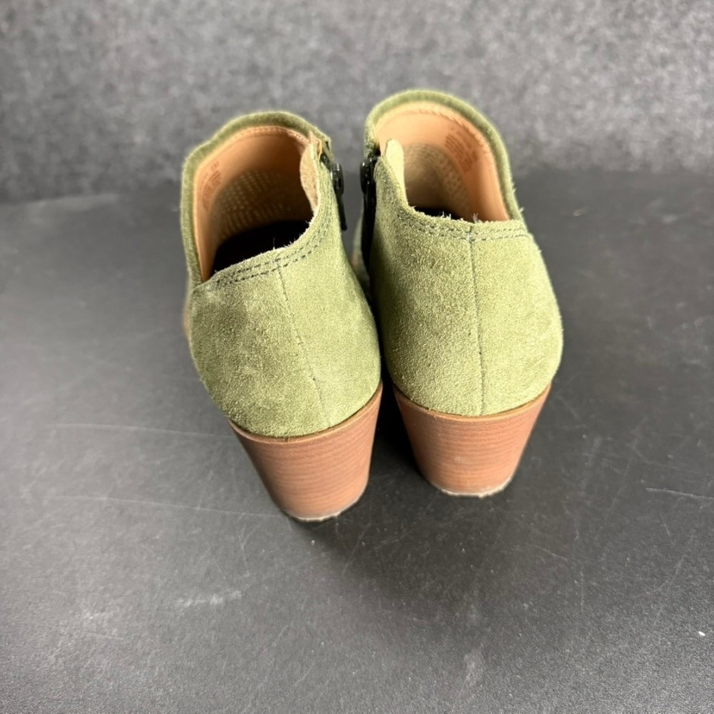 Lucky Brand LK-Zeshia Olive Green Suede Leather Perforated Ankle Booties Women's - Picture 4 of 10